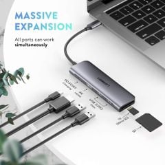 Cáp USB Type C to HDMI, USB 3.0, đọc thẻ SD/TF, hỗ trợ sạc USB C Ugreen 70411