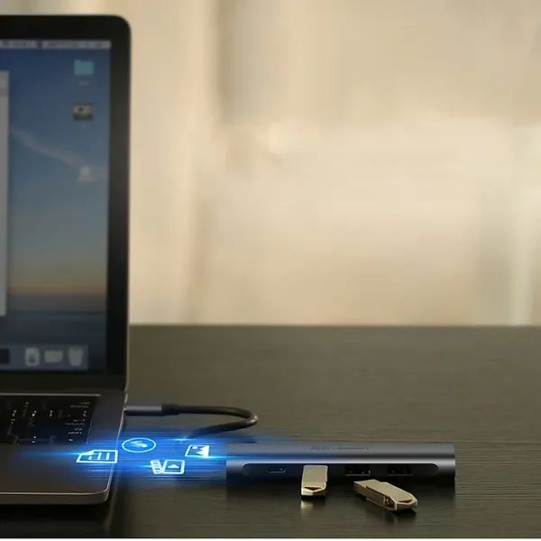 Bộ chuyển đổi Type C ra 3 cổng USB 3.0+ HDMI + tích hợp nguồ PD Ugreen 50209