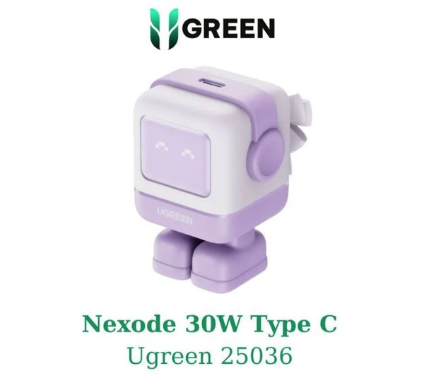 Cóc sạc nhanh UGREEN 25036 CD359 Robot Nexode RG 30W USB Type C màu tím