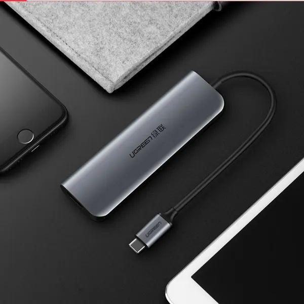 Bộ chuyển đổi Type C ra 3 cổng USB 3.0+ HDMI + tích hợp nguồ PD Ugreen 50209