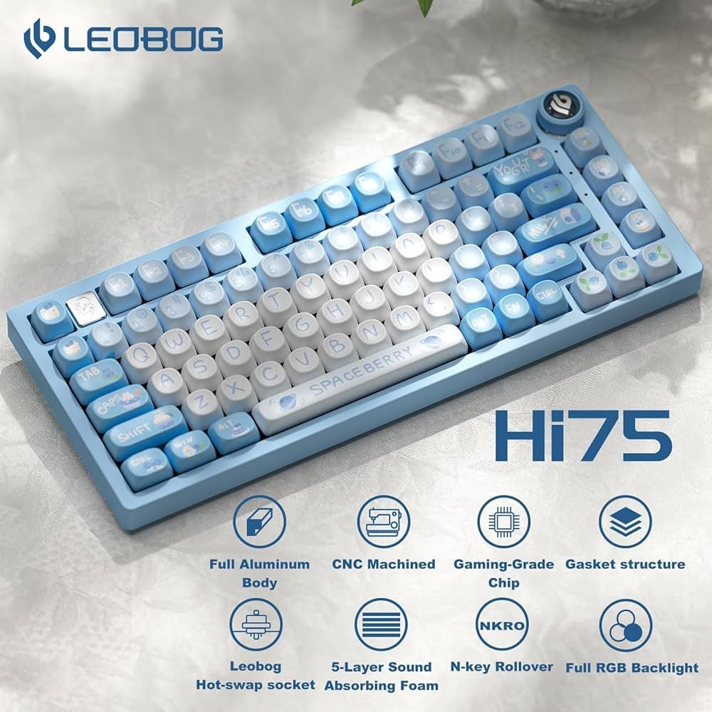 Bàn phím gaming có dây LEOBOG Hi75 (Phiên bản Xanh dương + trắng)