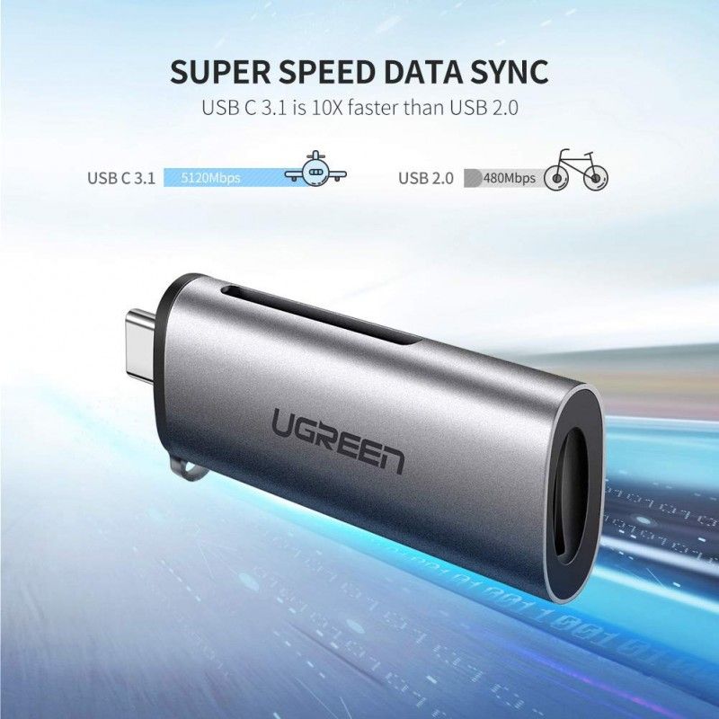 Đầu đọc thẻ nhớ USB Type C cho thẻ SD/TF Ugreen 50704