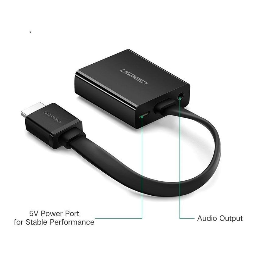 Cáp chuyển đổi từ HDMI sang VGA dẹt có Audio Ugreen 40248