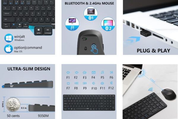 Combo bàn phím chuột không dây RAPOO 9050M Multi-mode