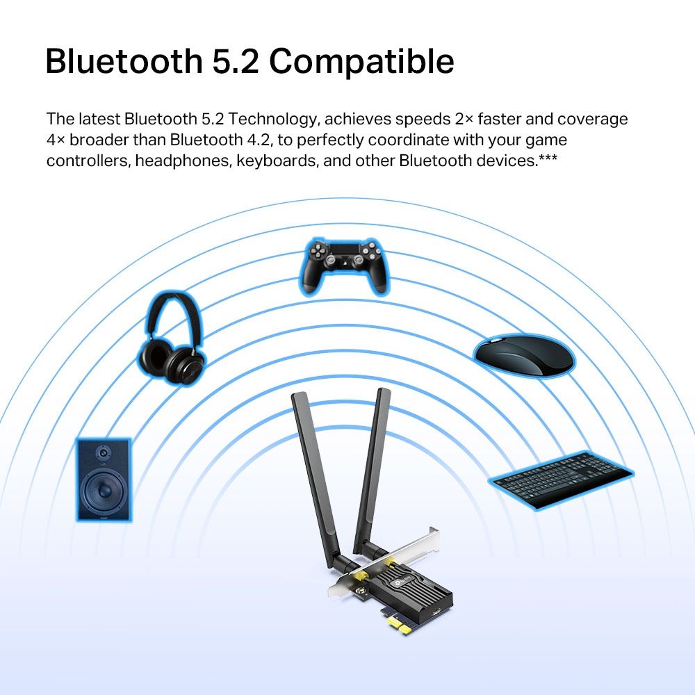 Card wifi Bluetooth Archer TX55E AX3000 Wi-Fi 6 Bluetooth 5.2 PCIe Adapter