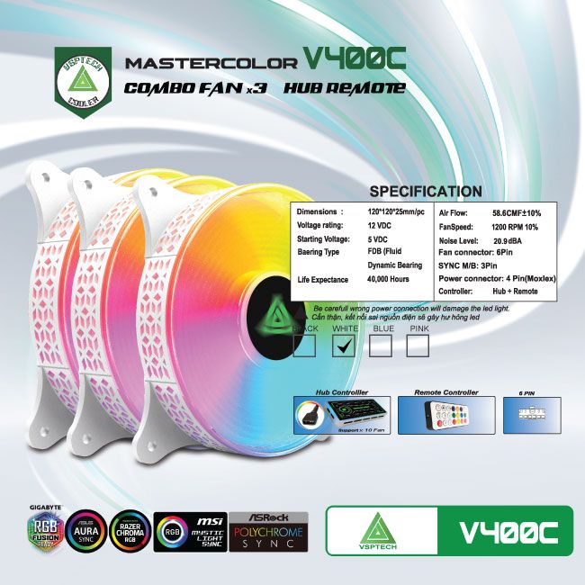 Fan case VSPTECH LED RGB V400B