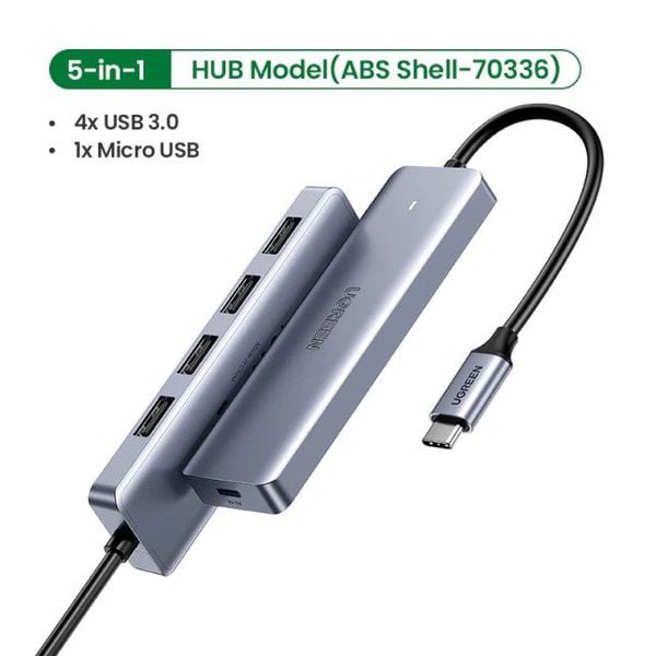Bộ chia USB Type-C ra 4 cổng USB 3.0 có hỗ trợ nguồn Ugreen 70336