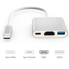 Cáp chuyển Type C- HDMI, USB A, Type C (DP)