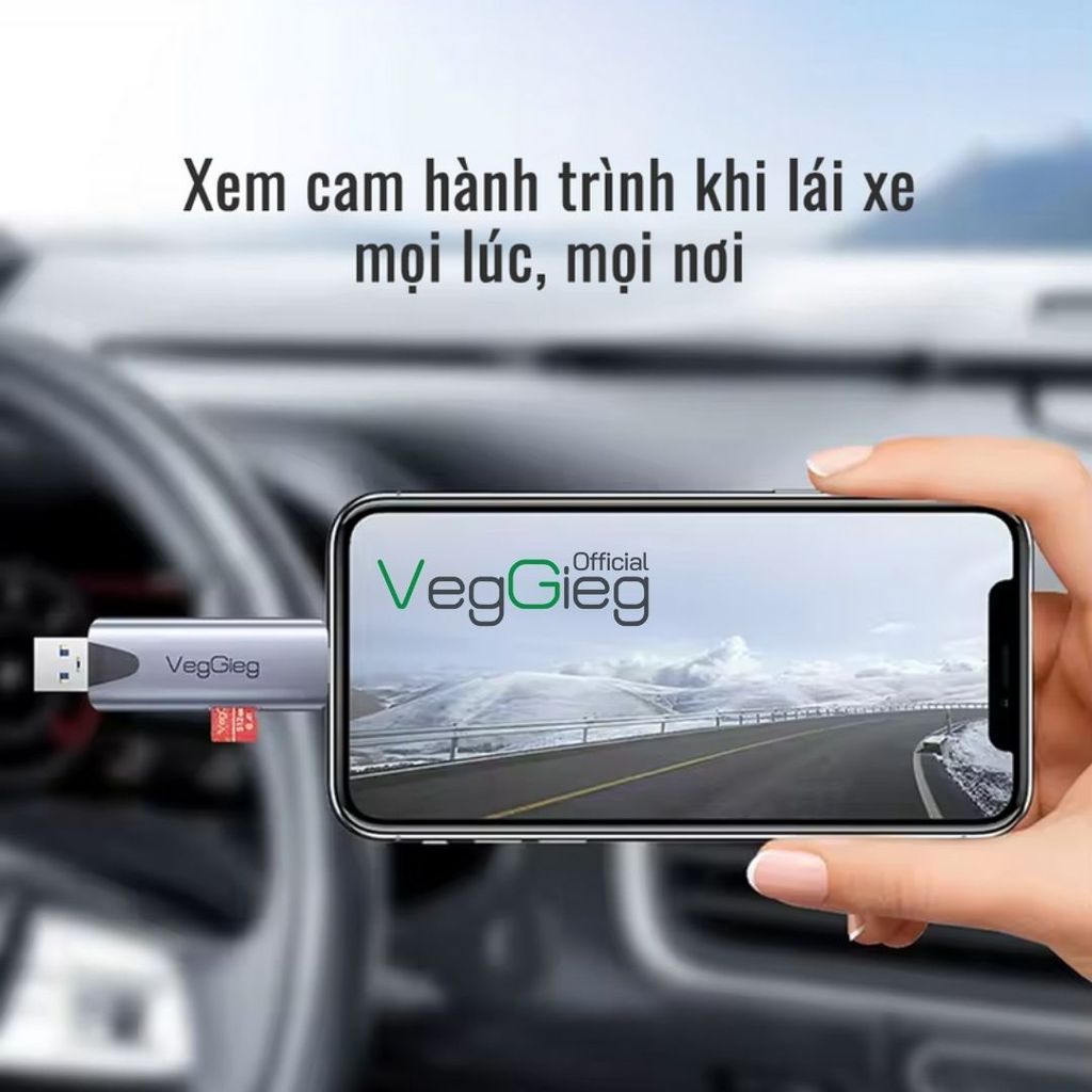 Đầu Đọc Thẻ Nhớ VC305 Veggieg - 2 Đầu Type-C Và USB 3.0