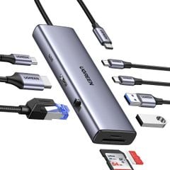 Hub USB-C 9 in 1 CM498 HDMI 4K 60Hz, RJ45 1Gbps, USB 3.0, SD TF with PD 100W Ugreen 15375