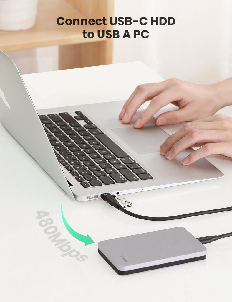 Đầu chuyển đổi USB Type-A sang Type-C hỗ trợ sạc nhanh 18w, dữ liệu Ugreen 50568