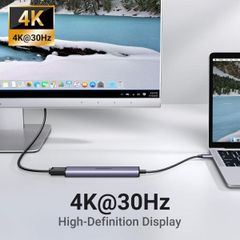 Hub USB Type-C 5 trong 1 ra HDMI 4K@30Hz, USB 2.0, USB 3.0, Sạc PD 100W Ugreen 15495