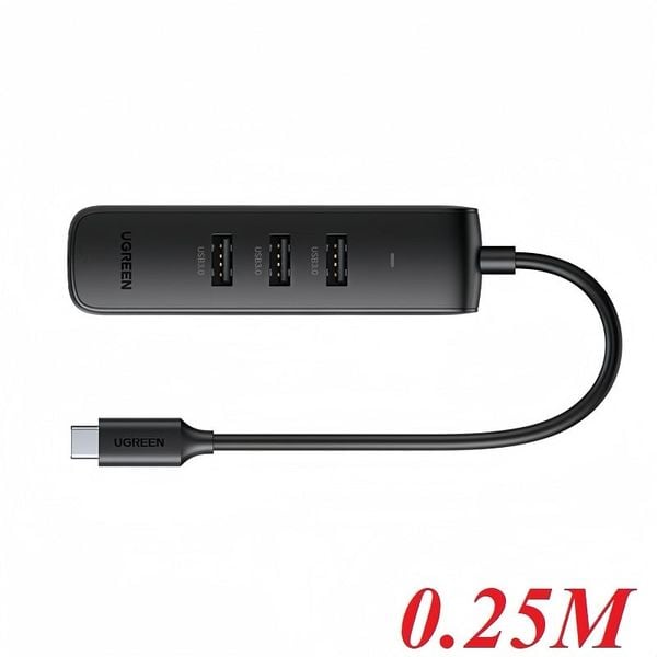 Bộ chia USB Type C sang 3 cổng USB 3.0 và Lan 10/1000 Mbps Ugreen cao cấp 10917