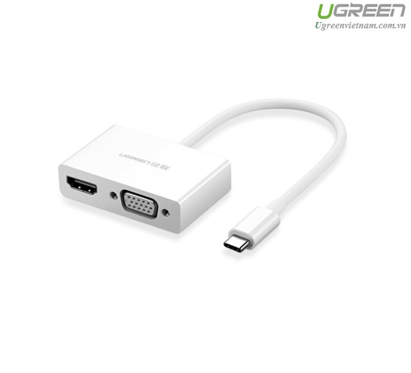 Cáp chuyển đổi USB type C to HDMI/VGA hỗ trợ full HD 3D 4Kx2K chính hãng Ugreen 30843 cao cấp
