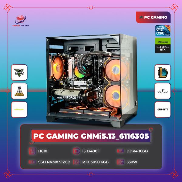 PC GAMING GNMi5.13_6116305 | i5 13400F | Ram 16GB | SSD 512GB | RTX 3050 6GB | PSU 550W | Ocean M
