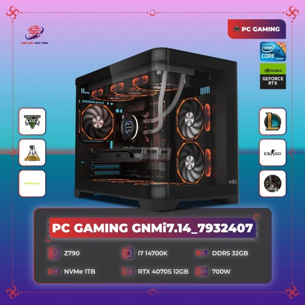 PC GAMING GNMi7.14_7932407 | CPU i7 14700K | RTX 4070S 12GB | RAM 32GB | SSD 1TB | PSU 700W | Focalors M