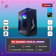 PC GAMING GOi3.10_510810 | MSI H610 | Core i3 10100F | DDR4 8GB 3200MHz | SSD M2 NVMe 256GB | GTX 1050 2G | 550W