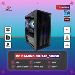 PC GAMING GOi3.10_511658 | H510 | Core i3 10100F | DDR4 16GB 3200MHz | SSD M2 NVMe 256GB | RX 580 8G | 550W
