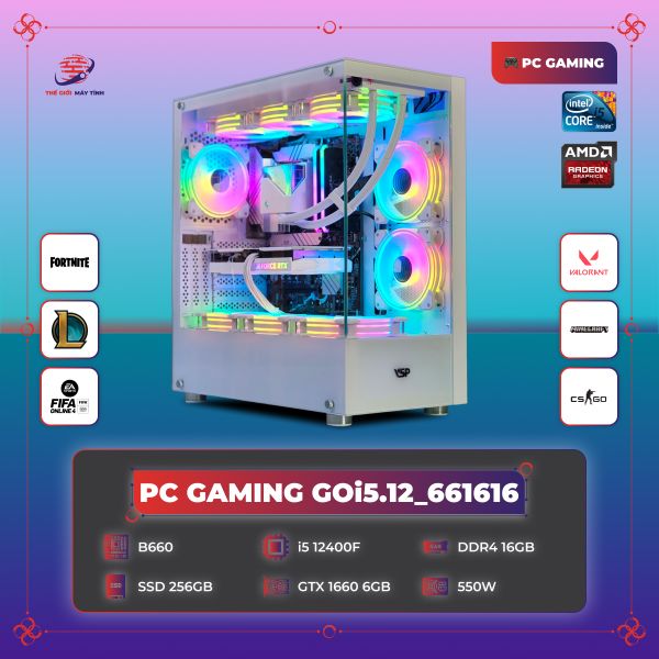 PC GAMING GOi5.12_661616 | B660 | i5 12400F | DDR4 16GB | SSD M2 NVMe 256GB | GTX 1660 6GB | 550W