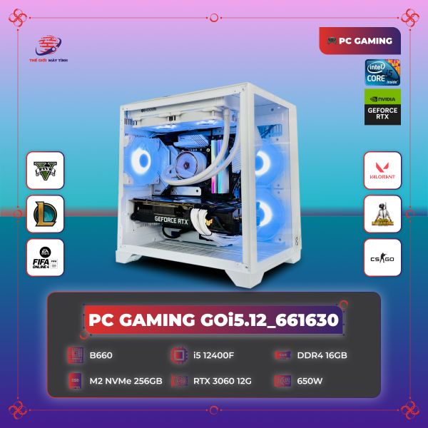 PC GAMING GOi5.12_661630 | B660 | Core i5 12400F | DDR4 16GB 3200MHz | SSD M2 NVMe 256GB | RTX 3060 12G |650W