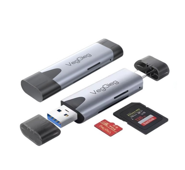 Đầu Đọc Thẻ Nhớ VC305 Veggieg - 2 Đầu Type-C Và USB 3.0
