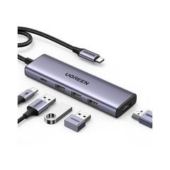 Hub chuyển đổi USB Type-C 5 trong 1 ra HDMI 4K@30Hz, USB 3.0 x 3, Sạc PD 100W Ugreen 15596