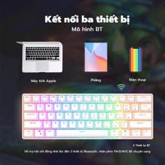 Bàn phím cơ Bluetooth ONIKUMA  Royal Kludge RK61 RGB HOTSWAP 61 phím kết nối 3 chế độ Có dây/Receiver 2.4G