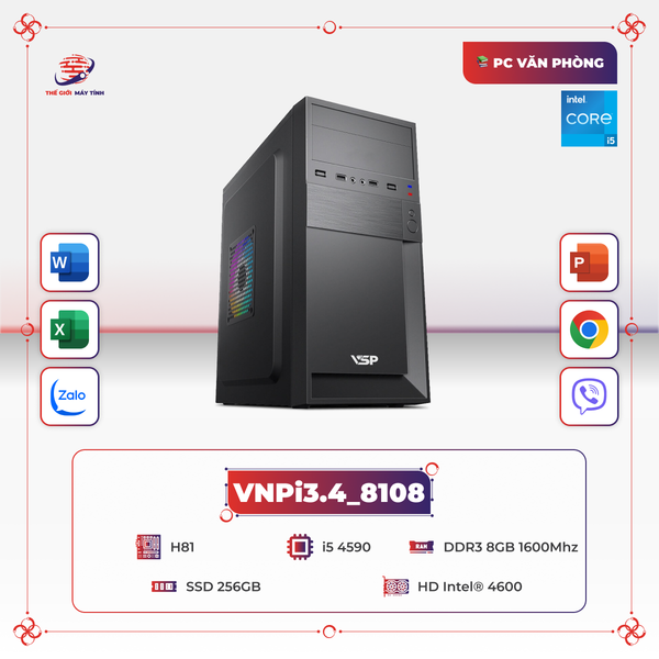 VNPi3.4_8108 | H81 | i5 4590 | DDR3 8GB 1600MHz | SSD 256GB | HD Intel 4600