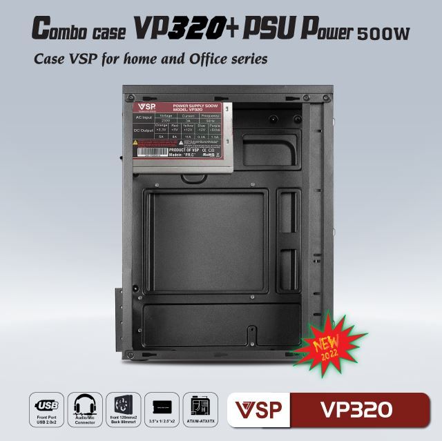 Case nguồn VSP VP320 LED RGB + 500W