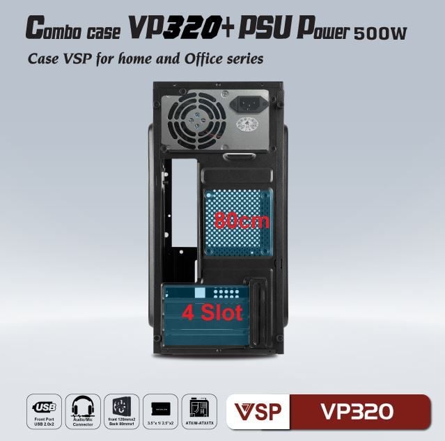 Case nguồn VSP VP320 LED RGB + 500W