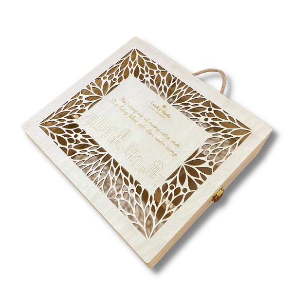 Hộp gỗ thông đựng rượu - quà Tết Lucky