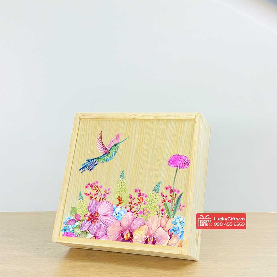 Hộp gỗ đựng yến sào in uv sắc nét HY06