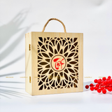  Hộp gỗ thông đựng rượu, quà Tết họa tiết hoa cúc 