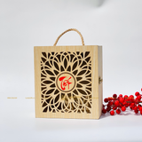  Hộp gỗ thông đựng rượu, quà Tết họa tiết hoa cúc 