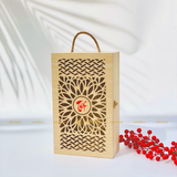  Hộp gỗ thông đựng rượu, quà Tết song cúc 