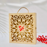  Hộp gỗ thông đựng rượu, quà Tết họa tiết hoa cúc 