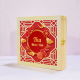  Hộp gỗ đựng bánh trung thu 4 bánh, hộp đựng bánh trung thu họa tiết cắt laser phối cover in màu 