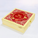  Hộp gỗ đựng bánh trung thu 4 bánh, hộp đựng bánh trung thu họa tiết cắt laser phối cover in màu 