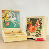  Hộp gỗ đựng 4 bánh trung thu 2024 phối giấy in màu - LuckyGifts 