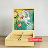 Hộp gỗ đựng 4 bánh trung thu 2025 phối giấy in màu lucky gifts 