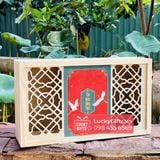  Hộp gỗ thông đựng quà Tết 2026 song hạc - LuckyGifts 