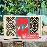  Hộp gỗ thông đựng quà Tết 2026 song hạc - LuckyGifts 