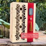  Hộp gỗ thông đựng quà Tết 2026 tứ cúc - LuckyGifts 