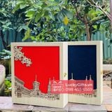  Hộp gỗ thông đựng quà Tết 2026 phố hoa - LuckyGifts 