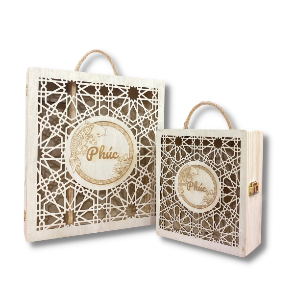 Hộp gỗ thông đựng rượu - quà Tết Phúc