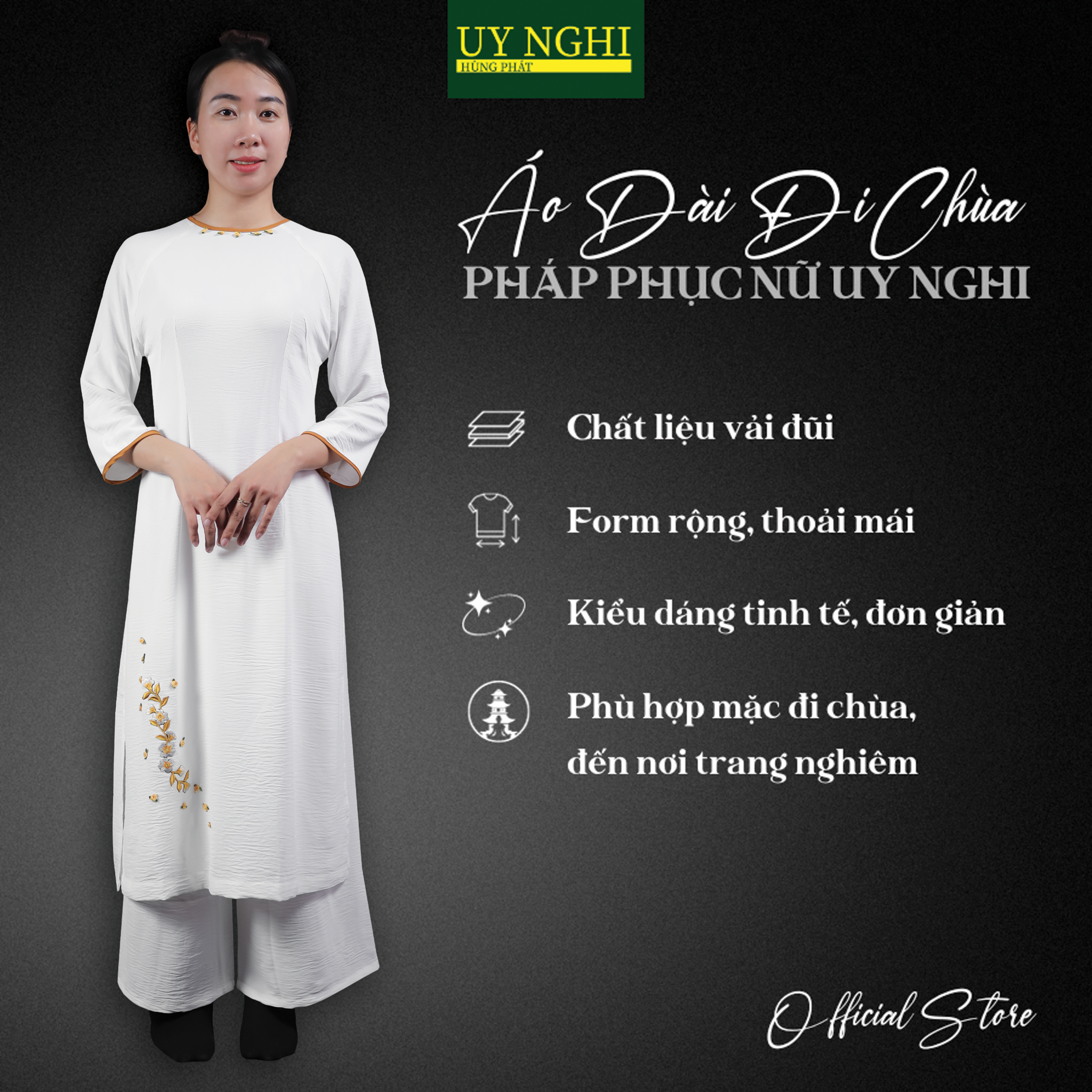  Áo Dài Trẻ Trung Uy Nghi (TRẮNG) 