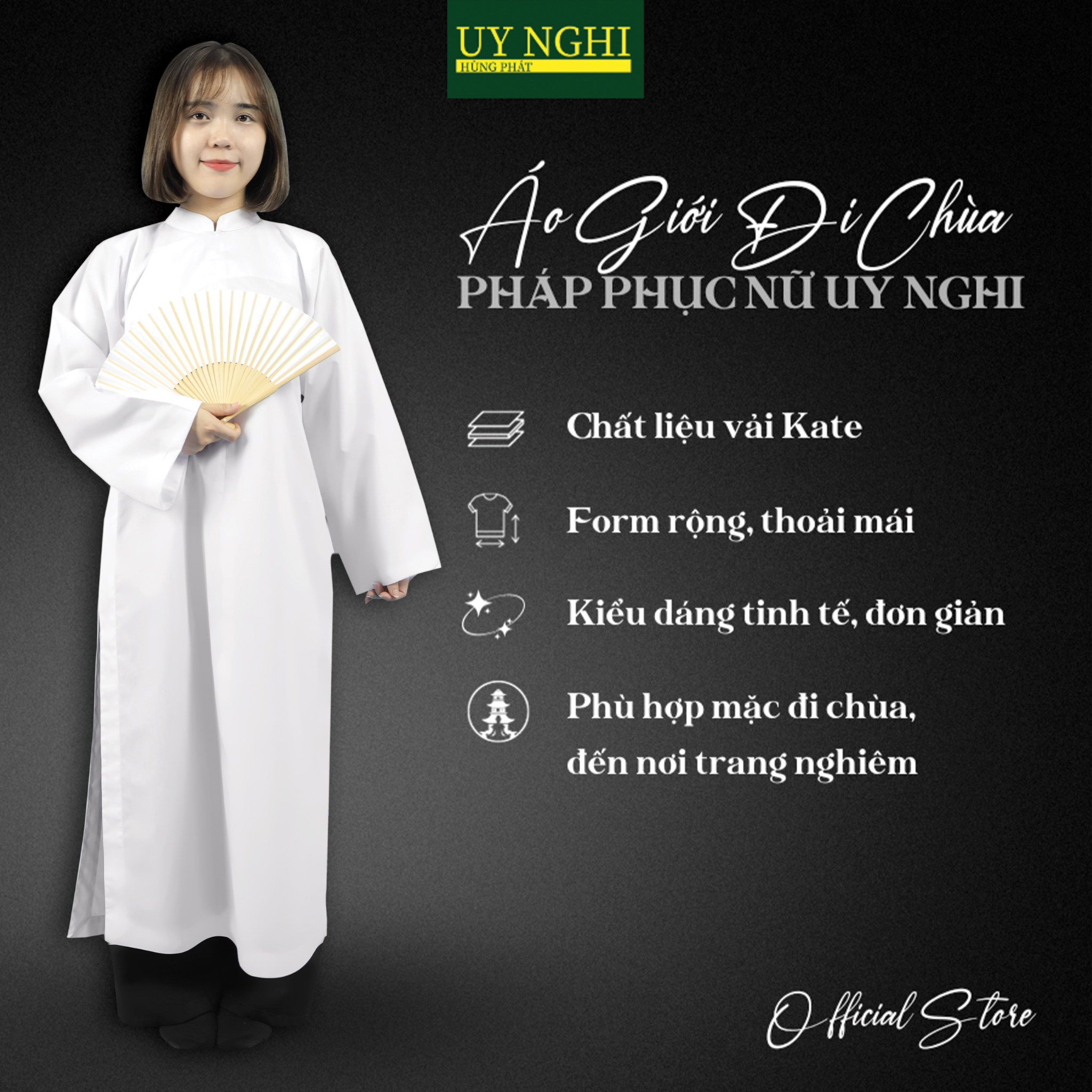  Áo Giới Đi Chùa (TRẮNG) 