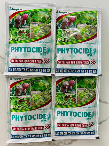  Phytocide 50WP Đặc trị sương mai, bệnh giả sương mai . Bệnh chết nhanh, vàng lá, rụng lá 