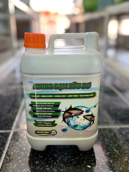  Phân bón AMINO Đạm Hữu Cơ (can 5 lít) kích rễ-đâm chồi-cứng cây-lớn trái 