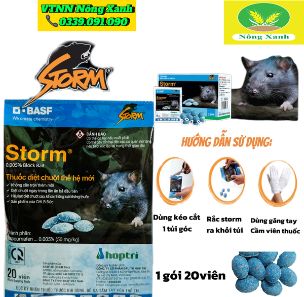  (combo 10 gói) Thuốc diệt chuột Storm (20 viên), thuốc chuột Storm 